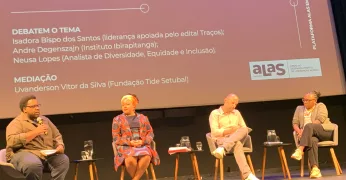 Imagem da mesa sobre a inclusão de lideranças mesas em espaços de poder e decisão durante o evento Plataforma Alas em Debate.