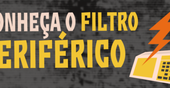 Ilustração de uma urna eletrônica sobre um fundo cinza. Pode-se ler a mensagem 'Conheça o Filtro Periférico'.